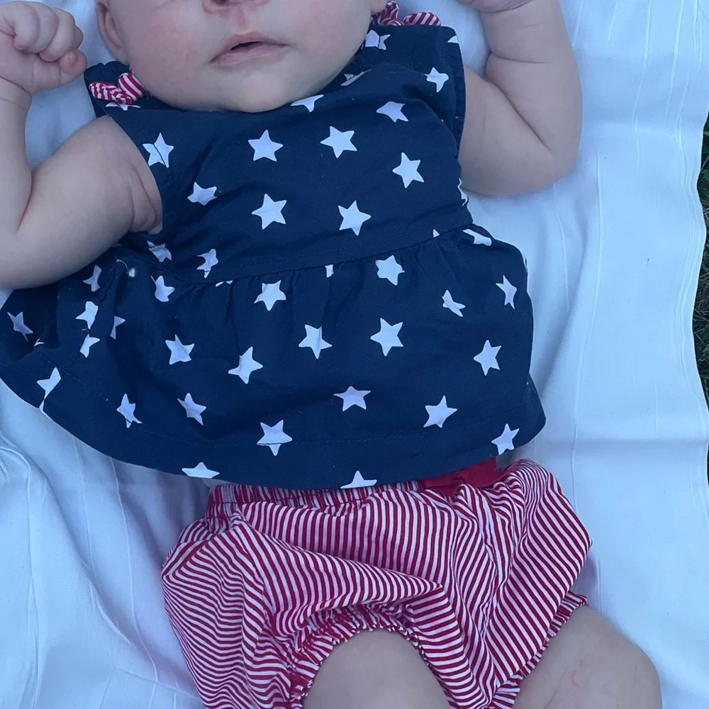 Starry Navy and Striped Red Baby Dress